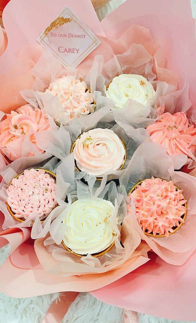 Pink Lady Cupcake Flower Bouquet | Desserts Kuching